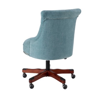 Aqua Charm Ergonomic Armless Swivel Chair with Wood Base