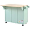 Maliang Kitchen Cart with Rubber wood Drop-Leaf Countertop, Kitchen Island on 5 Wheels with Storage Cabinet and 3 Drawers - 4 of 4
