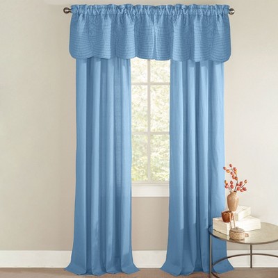 BrylaneHome Florence Panel Set With Tiebacks - Smoky Blue