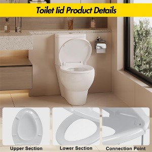 Elongated Toilet Cover with Integrated Toddler Insert and Quick-Release Hinges, Family-Friendly Potty Training Design - 1 of 4