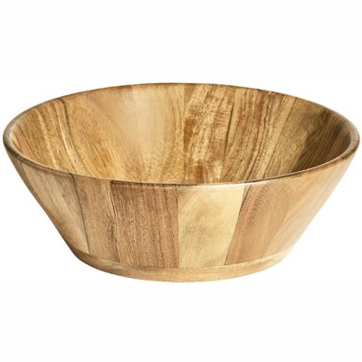 Acacia Wood Large Angled Serving Bowl, Natural Finish