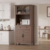 Elegant 72" Pantry Coffee Bar Cabinet, Tall Kitchen Storage with Adjustable Shelves, 4 Glass Doors & 1 Drawer - 4 of 4