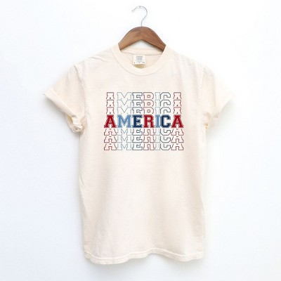 Simply Sage Market Women's America Stacked Short Sleeve Garment Dyed Tee