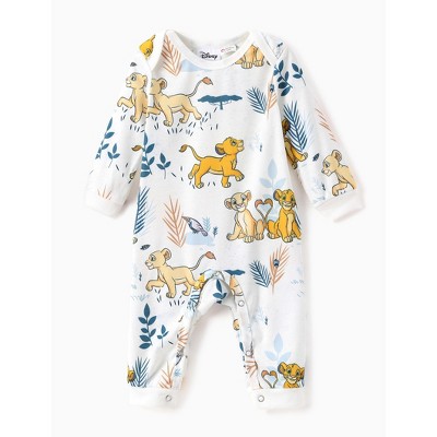 Disney Lion King Simba Baby Boys Romper: Long Sleeve White Jumpsuit  for Daily and Birthday Gift