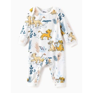 Disney Lion King Simba Baby Boys Romper: Long Sleeve White Jumpsuit  for Daily and Birthday Gift - 1 of 4