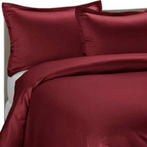 Brielle Home 100% Premium 250 TC Modal Bedding Collection Sateen Duvet Cover 68" x 86" and One 20" x 26" Sham Twin Dark Red - 1 of 4