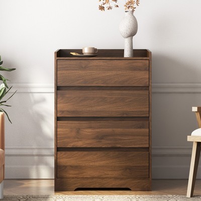 4 Drawer Dresser, Chest of Drawers Without Handle,Dresser for Bedroom 100% Waterproof,Wooden Cabinet with Sturdy Frame for Living Room, Entryway