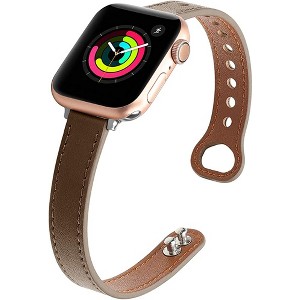 Worryfree Gadgets Leather Thin Bands for Apple Watch 38mm 40mm 41mm iWatch Series 8 7 6 SE 5 4 3 2 1 - Assorted Colors - 1 of 4