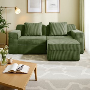 Modular 2-Seater L-Shaped Sectional Sofa, Cloud Couch, 1 Ottoman - 1 of 4