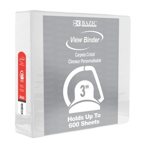 Bazic Products Slant D Ring View Binder with 2 Pockets, 3", White (pack of 2) - 1 of 1