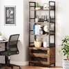 Whizmax Bookshelf with Drawers Industrial Bookcase with 4 Tiers Open Storage Shelves for Bedroom, Living Room, Home Office, Brown - image 2 of 4