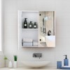 Tangkula Double Door White Storage Cabinet Wall Mounted Bathroom Mirrored Organizer w/ Shelves - 2 of 4