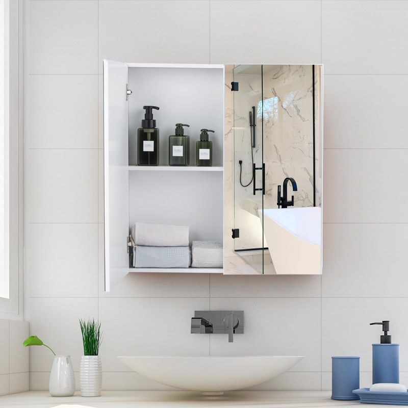 Tangkula Double Door White Storage Cabinet Wall Mounted Bathroom Mirrored Organizer w/ Shelves, 2 of 8