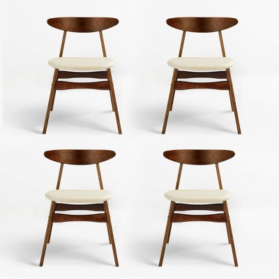 Westintrends Mid Century Modern Solid Wood Upholstered Dining Side ...