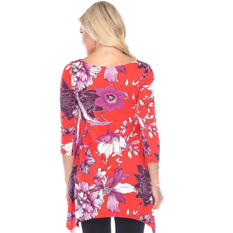 Maternity Floral Scoop Neck Tunic Top with Pockets - White Mark, 3 of 4