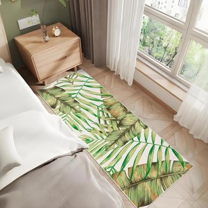 Modern Washable Leaf Area Rug, Non Slip Non Shedding Floor Cover, Foldable Low Pile Plant Accent Mat for Kitchen Bathroom Bedroom Living Room - 1 of 4