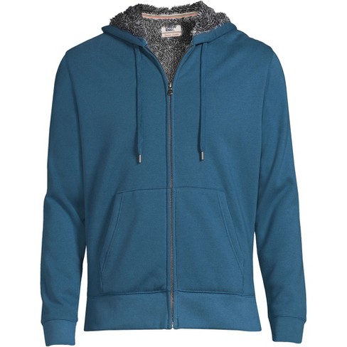 Lands' End Men's Tall Serious Sweats Full Zip High Pile Fleece Hoodie - X  Large Tall - Evening Blue : Target