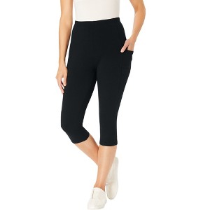 Woman Within Women's Plus Size Pocket Capri Legging - 1 of 4