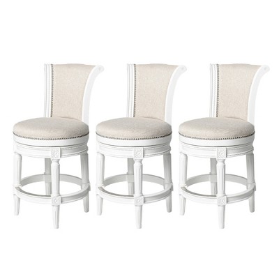Maven Lane Pullman Swivel Upholstered Kitchen Stool, Set of 3