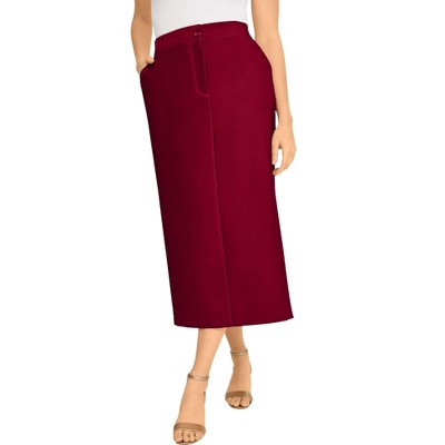 Jessica London Women's Plus Size Tummy Control Bi-Stretch Midi Skirt