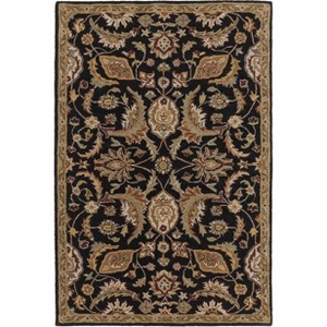 Hauteloom Blomkest Black&Yellow Traditional Wool Carpet - 1 of 4