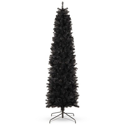 Best Choice Products Black Artificial Holiday Christmas Pencil Tree w/ Metal Base