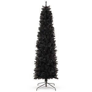 Best Choice Products Black Artificial Holiday Christmas Pencil Tree w/ Metal Base - 1 of 4