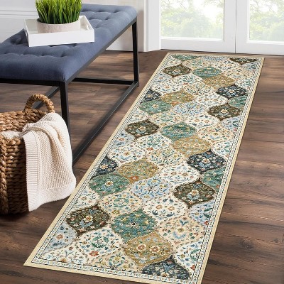 Washable Vintage Runner Rug, Non-Slip, Low Pile, Stain-Resistant, Boho Throw Carpet for Kitchen, Hallway, Living Room, Bedroom.