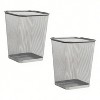 LunaLulinlk Silver Metal Mesh Trash Bin Wastepaper Basket, Set of Two, Square, Office Use - 2 of 4