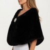 Anna-Kaci Women's Faux Fur Shawl Wrap with Soft Plush Texture, Elegant Draped Silhouette 19in - One Size Fits Most, Black - 3 of 4
