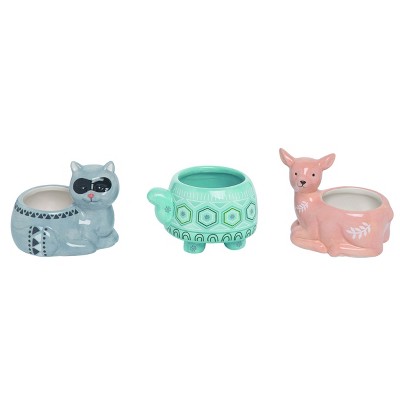Transpac Small Dolomite Critter Planter Set of 3 Spring Home Decorations