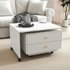 Expandable Coffee Table with Rotatable Top, Wheels & 2 Drawers, Cocktail Table White Center Table Accent Table Sofa Side Table - ModernLuxe - 2 of 4