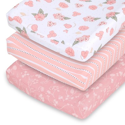 The Peanutshell Floral Changing Pad Covers for Girls, 3-Pack