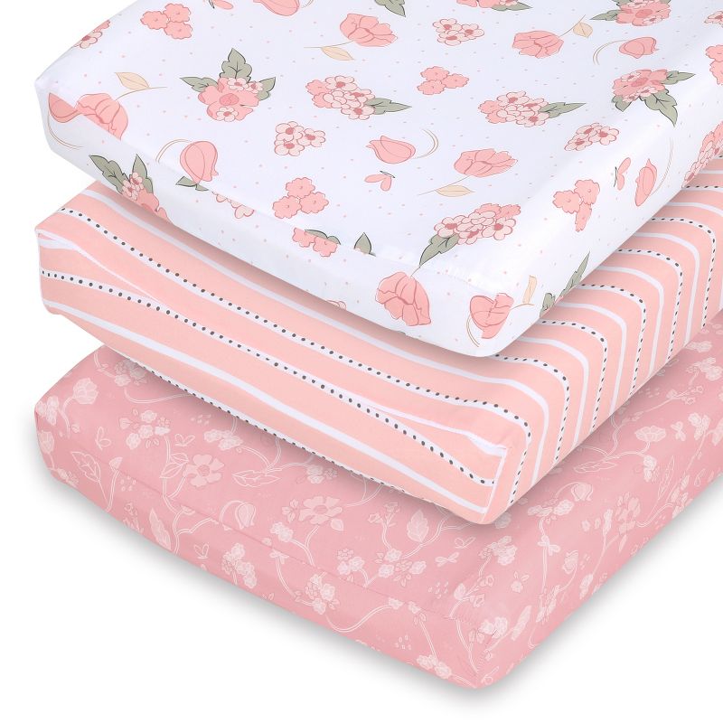The Peanutshell Floral Changing Pad Covers for Girls, 3-Pack, 1 of 10