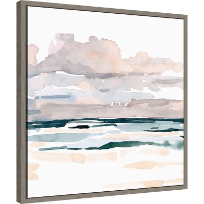 Soft Coastal Abstract Canvas Wall Art Print in Light Colors