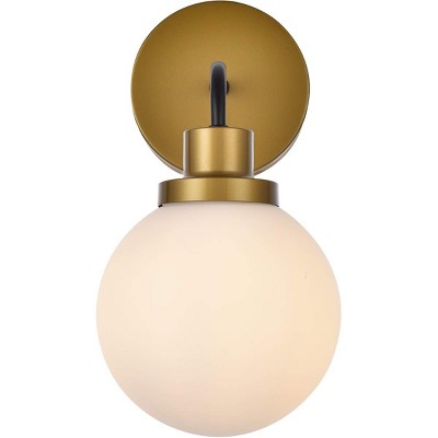 Elegant Lighting Hanson 1 light bath sconce in black with brass with frosted shade