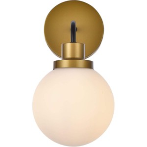 Elegant Lighting Hanson 1 light bath sconce in black with brass with frosted shade - 1 of 4