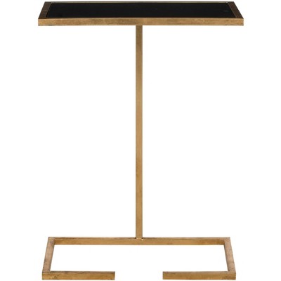 Neil Gold Leaf Accent Table - Gold/Black Glass - Safavieh