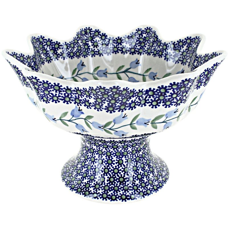 Blue Rose Polish Pottery P184 Manufaktura Pedestal Fruit Bowl, 1 of 2