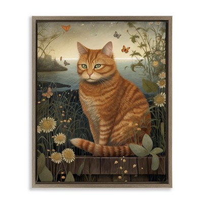 Stupell Industries Orange Cat by Pond, 17" x 21"