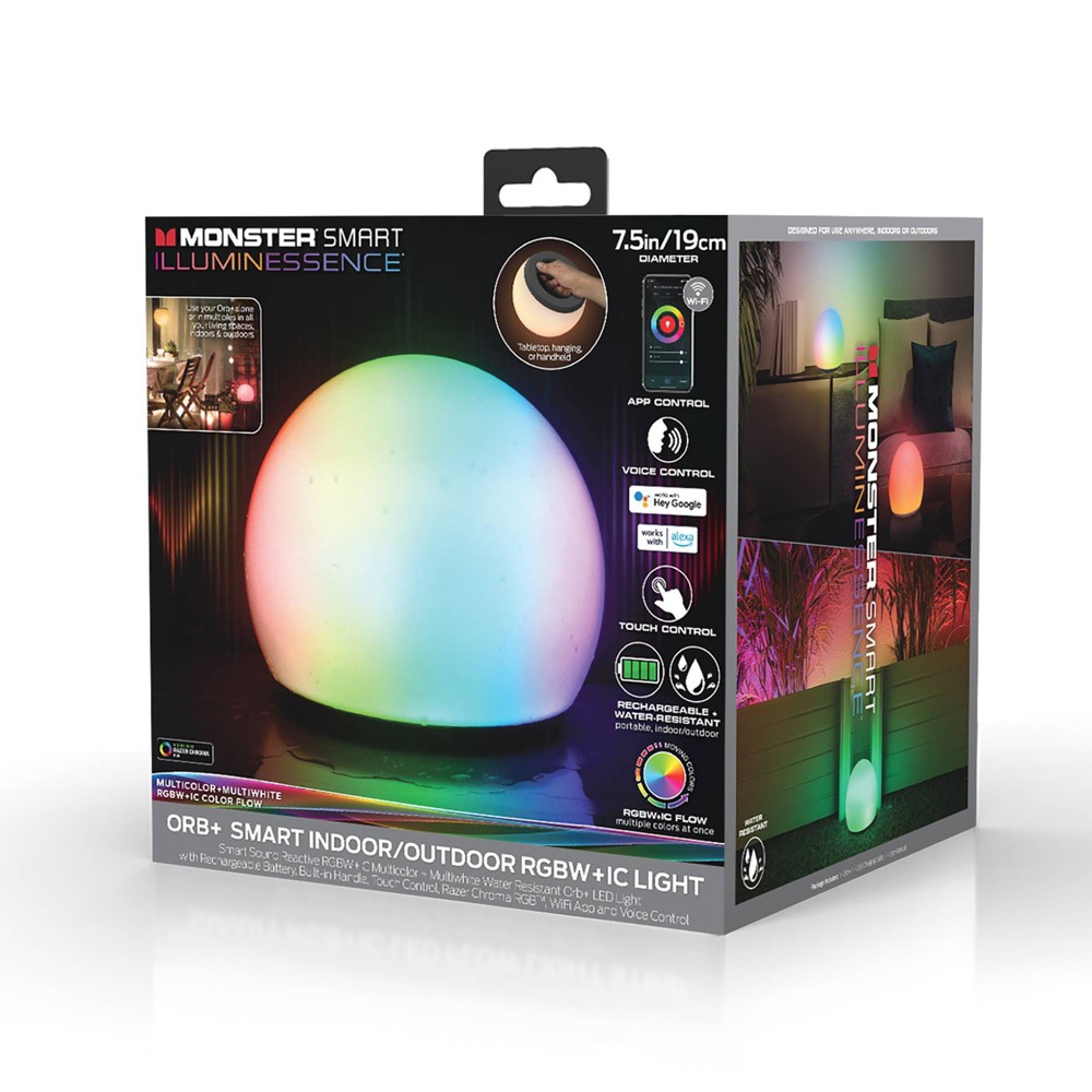 Monster Smart Orb and Portable LED Light Ball Indoor Outdoor: Multicolored Lighted Orbs with 12 LED Bulbs