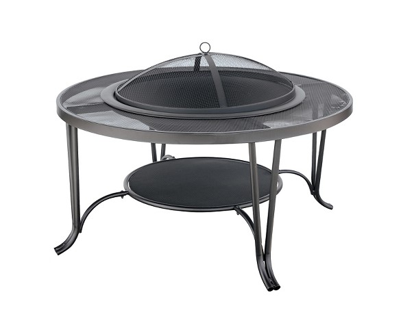 35" Wood Burning Outdoor Firepit with Mesh Mantel - Black - Endless Summer