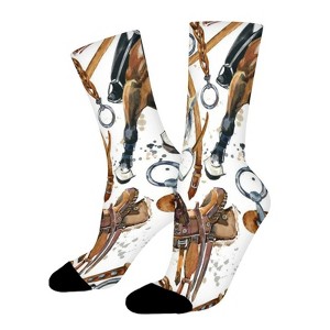 Horse Racing Harness Horse Women Printed Crew Socks Funny Funky Socks Soft Polyester Novelty Gifts for Artists Men - 1 of 1