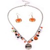 Halloween 'BOO' Ghost & Pumpkin Pendant Crystal Bead Choker Necklace With Earrings Set - 4 of 4