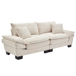 TiramisuBest Corduroy Sofa Sleeper Couch Loveseat Sofa with Pillows Comfy Upholstered Deep Seat Sofa for Bedroom, Modular Sectional Sofa wit - 1 of 4