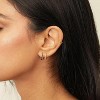 3 Pairs Small Gold Hoop Earring, 14K Gold Plated Earring Stacks Butterfly Heart Star Moon Bow Four Leaf Rhombus Round CZ Pearl - 3 of 4