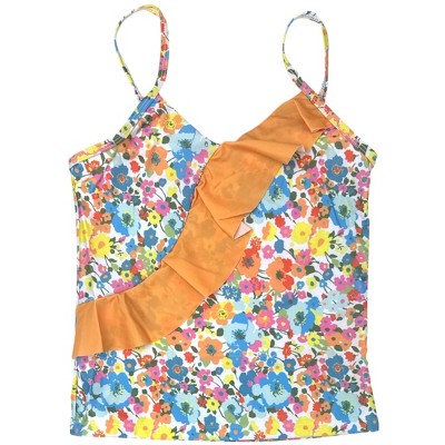 YMI Big Girls' 2-Piece Ditsy Floral Print Tankini Swimsuit Set, Warm Apricot, 10/12 — фото 2