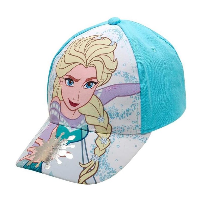 Disney Frozen Elsa Girls' Baseball Hat,  Kids Cap Ages 2T-7 (Blue), 1 of 4