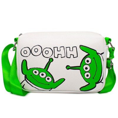 Horizontal Crossbody Wallet - Toy Story Alien Faces OOOHH Pose White Black Green