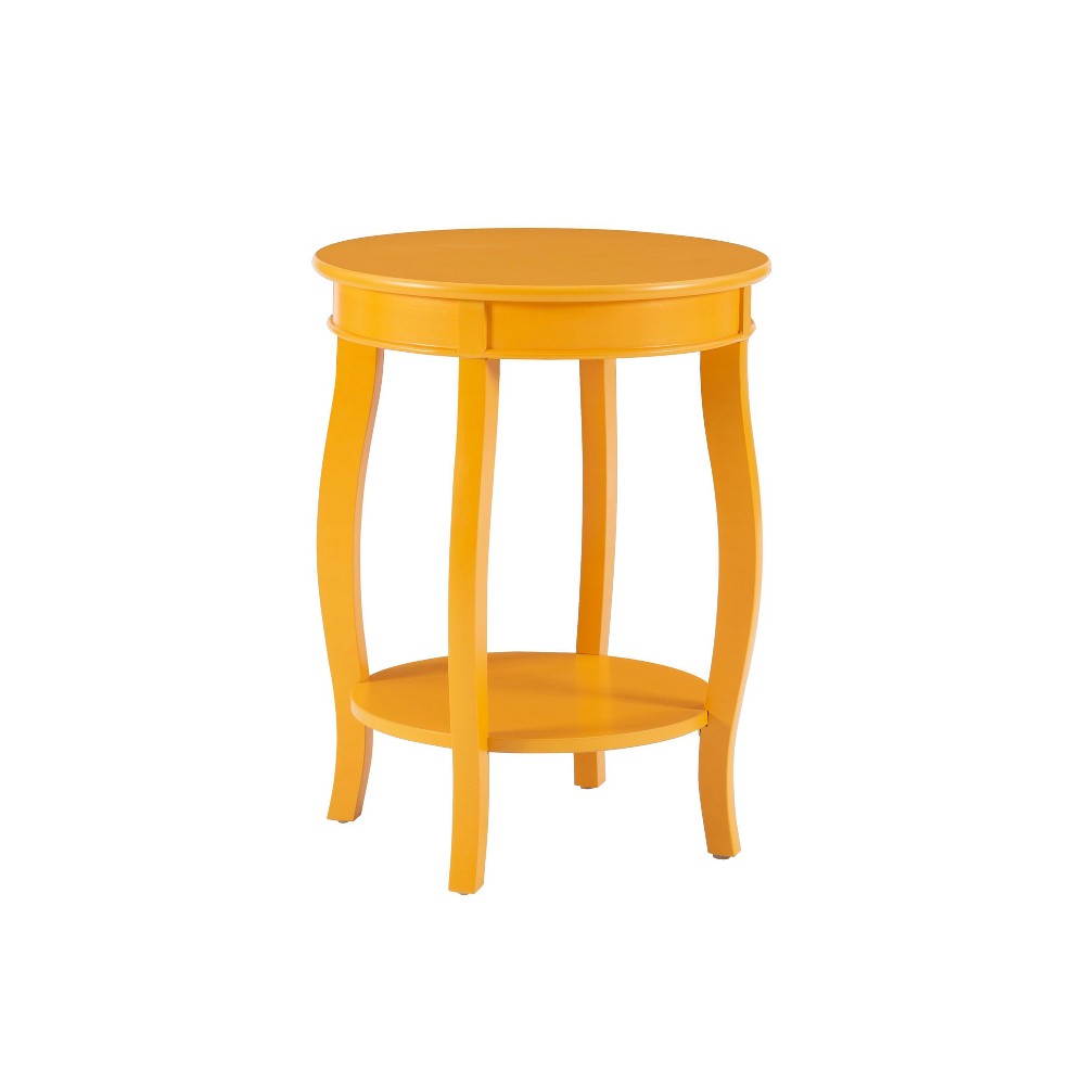 Photos - Coffee Table 18" Lindsay Traditional Round Wood Side Accent Table with Shelf Yellow - P